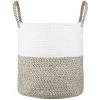 ZEN ET ETHNIQUE Panier En Coton KILIM - Blanc Et Naturel -Petit rangement Soldes Magasin 62019327 1