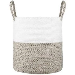 ZEN ET ETHNIQUE Panier En Coton KILIM - Blanc Et Naturel