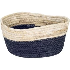 ZEN ET ETHNIQUE Panière En Jonc De Mer - Noir Et Naturel