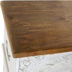 ZEN ET ETHNIQUE Coffre En Manguier Blanc Sur Pieds -Petit rangement Soldes Magasin 62057578 5