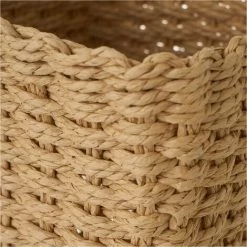 ZEN ET ETHNIQUE Set 3 Panières Beiges En Fibre De Papier Tressée -Petit rangement Soldes Magasin 62059877 2