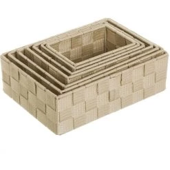ZEN ET ETHNIQUE Set De 7 Panières Déco Beiges -Petit rangement Soldes Magasin 62067445 2