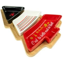 ESPRIT DE NOëL Ensemble De Petites Coupelles Sur Planche En Forme De Sapin