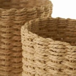 ZEN ET ETHNIQUE Set 2 Panières Beiges En Fibre De Papier Tressée -Petit rangement Soldes Magasin 62073203 2