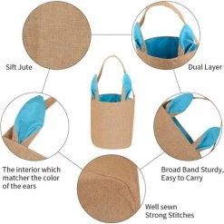 EINEMGELD Sacs De Pâques, Sacs De Pâques De Jute, 2 Paniers De Lapin De Pâques Sacs, Fourre Tout Pour Oeufs Chasse, Remplir Cadeaux De Pâques, Fête De Pâques, Enfants Chasse Aux œufs, Chocolat, Bonbons -Petit rangement Soldes Magasin 62318065 3