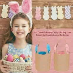 EINEMGELD Sacs De Pâques, Sacs De Pâques De Jute, 2 Paniers De Lapin De Pâques Sacs, Fourre Tout Pour Oeufs Chasse, Remplir Cadeaux De Pâques, Fête De Pâques, Enfants Chasse Aux œufs, Chocolat, Bonbons -Petit rangement Soldes Magasin 62318065 4