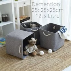 MEZHENG Cube De Rangement Tissu, Panier Cube De Rangement, Boite De Rangement Pliable Pour Jouets, Vêtement 25 X 25 X 25 Cm (Lot De 1, Gris ) -Petit rangement Soldes Magasin 62342830 3