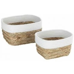 WENKO Panier De Rangement Rika S, Corbeille Décorative Pour Accessoires, En Fibres Naturelles Tressées, Ornée D'un Tissu En Coton, 80 % De Fibres Naturelles, 20 % De Coton, 15 X 20 X 13 Cm, Brun/blanc 9 WENKO Panier De Rangement Rika S, Corbeille Décorative Pour Accessoires, En Fibres Naturelles Tressées, Ornée D'un Tissu En Coton, 80 % De Fibres Naturelles, 20 % De Coton, 15 X 20 X 13 Cm, Brun/blanc -Petit rangement Soldes Magasin 62408402 3