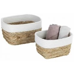 WENKO Panier De Rangement Rika S, Corbeille Décorative Pour Accessoires, En Fibres Naturelles Tressées, Ornée D'un Tissu En Coton, 80 % De Fibres Naturelles, 20 % De Coton, 15 X 20 X 13 Cm, Brun/blanc 10 WENKO Panier De Rangement Rika S, Corbeille Décorative Pour Accessoires, En Fibres Naturelles Tressées, Ornée D'un Tissu En Coton, 80 % De Fibres Naturelles, 20 % De Coton, 15 X 20 X 13 Cm, Brun/blanc -Petit rangement Soldes Magasin 62408402 4
