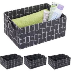 DéCOSHOP26 Ensemble De 4 Paniers De Rangement Panier Décoratif 12x28x20cm Gris Foncé - Or -Petit rangement Soldes Magasin 62432424 3