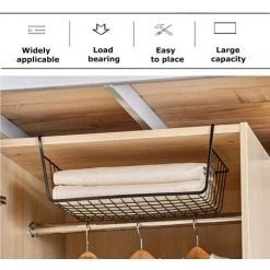 RHAFAYRE 2Pcs Organisateur Panier Suspendu 31.5cm X25cm X10cm , Panier Etagère Suspendu Sous Etagère Panier De Rangement Pour Placards De Cuisine, Armoires, étagères, Meubles Bas (Noir) -Petit rangement Soldes Magasin 62842641 4