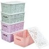 MEZHENG 5PCS Tissé Paniers De Rangement, Panière Paniers Rangement Panier En Osier Plastique -Petit rangement Soldes Magasin 63473928 1