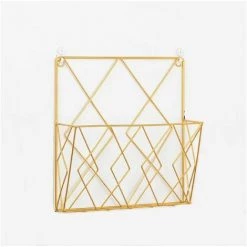 SINCèREETALI Porte-revues Tenture Murale Journal étagère De Rangement étagère De Rangement En Fil Métallique Panier Bureau Salon Chambre étagère Décorative Classeur (Or)