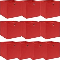 SUPERMARKET Boîtes De Rangement 10 Pcs Rouge 32x32x32 Cm Tissu
