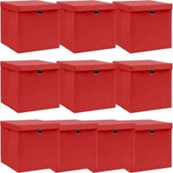 SUPERMARKET Boîtes De Rangement Et Couvercles 10 Pcs Rouge 32x32x32cm Tissu
