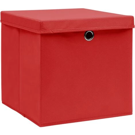 SUPERMARKET Boîtes De Rangement Et Couvercles 10 Pcs Rouge 32x32x32cm Tissu 4 SUPERMARKET Boîtes De Rangement Et Couvercles 10 Pcs Rouge 32x32x32cm Tissu – Image 2