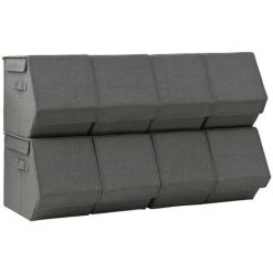 SUPERMARKET Boîtes De Rangement Empilables Couvercle 8 Pcs Tissu Anthracite -Petit rangement Soldes Magasin 63650302 3