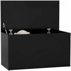 SUPERMARKET Coffre De Rangement Noir 84x42x46 Cm Bois D'ingénierie -Petit rangement Soldes Magasin 63650858 3