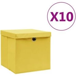 SUPERMARKET Boîtes De Rangement Avec Couvercles 10 Pcs 28x28x28 Cm Jaune