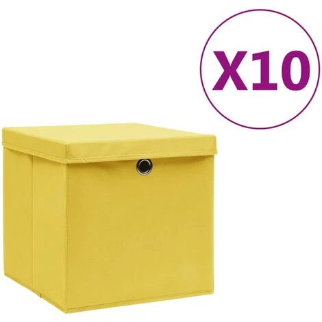 SUPERMARKET Boîtes De Rangement Avec Couvercles 10 Pcs 28x28x28 Cm Jaune 3 SUPERMARKET Boîtes De Rangement Avec Couvercles 10 Pcs 28x28x28 Cm Jaune