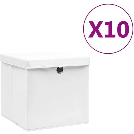 SUPERMARKET Boîtes De Rangement Avec Couvercles 10 Pcs 28x28x28 Cm Blanc 3 SUPERMARKET Boîtes De Rangement Avec Couvercles 10 Pcs 28x28x28 Cm Blanc