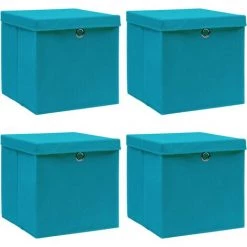 SUPERMARKET Boîtes De Rangement Et Couvercles 4 Pcs Bleu 32x32x32 Cm Tissu