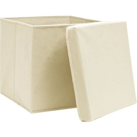 SUPERMARKET Boîtes De Rangement à Couvercles 4 Pcs Crème 32x32x32 Cm Tissu 5 SUPERMARKET Boîtes De Rangement à Couvercles 4 Pcs Crème 32x32x32 Cm Tissu – Image 3