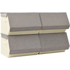 SUPERMARKET Boîtes De Rangement Empilables Avec Couvercle 4 Pcs Tissu -Petit rangement Soldes Magasin 63660014 3
