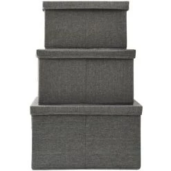 SUPERMARKET Boîtes De Rangement Empilables 3 Pcs Tissu Anthracite SUHB-332918 -Petit rangement Soldes Magasin 63664577 5