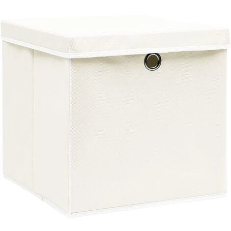 SUPERMARKET Boîtes De Rangement Avec Couvercles 4pcs Blanc 32x32x32cm Tissu 4 SUPERMARKET Boîtes De Rangement Avec Couvercles 4pcs Blanc 32x32x32cm Tissu – Image 2