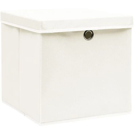 SUPERMARKET Boîtes De Rangement Avec Couvercles 4pcs Blanc 32x32x32cm Tissu 5 SUPERMARKET Boîtes De Rangement Avec Couvercles 4pcs Blanc 32x32x32cm Tissu – Image 3