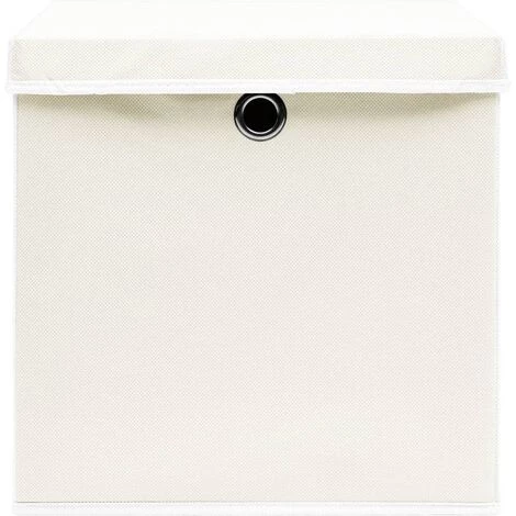 SUPERMARKET Boîtes De Rangement Avec Couvercles 4pcs Blanc 32x32x32cm Tissu 7 SUPERMARKET Boîtes De Rangement Avec Couvercles 4pcs Blanc 32x32x32cm Tissu – Image 5
