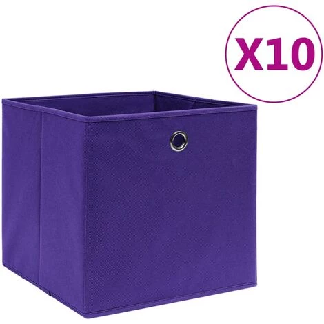 SUPERMARKET Boîtes De Rangement 10 Pcs Tissu Intissé 28x28x28 Cm Violet 3 SUPERMARKET Boîtes De Rangement 10 Pcs Tissu Intissé 28x28x28 Cm Violet