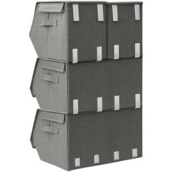 SUPERMARKET Boîtes De Rangement Empilables 4 Pcs Tissu Anthracite -Petit rangement Soldes Magasin 63670039 4