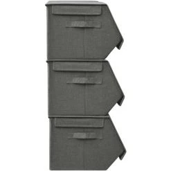 SUPERMARKET Boîtes De Rangement Empilables 4 Pcs Tissu Anthracite -Petit rangement Soldes Magasin 63670039 5