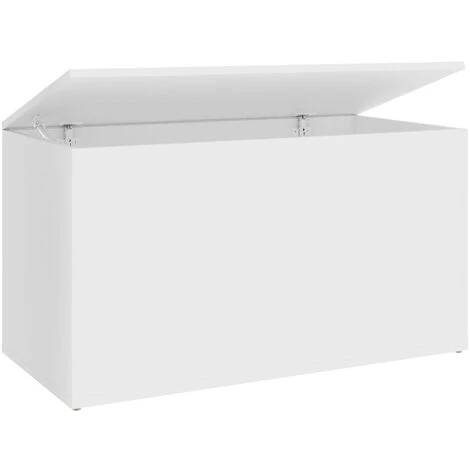 SUPERMARKET Coffre De Rangement Blanc 84x42x46 Cm Bois D'ingénierie 4 SUPERMARKET Coffre De Rangement Blanc 84x42x46 Cm Bois D'ingénierie – Image 2