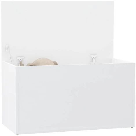 SUPERMARKET Coffre De Rangement Blanc 84x42x46 Cm Bois D'ingénierie 5 SUPERMARKET Coffre De Rangement Blanc 84x42x46 Cm Bois D'ingénierie – Image 3