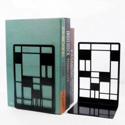 Paire Noire à Carreaux (prix De Deux Pièces) Étagère Carrée En Métal à Carreaux Design D'art Abstrait Serre-livres Pour Bureau,HANBING -Petit rangement Soldes Magasin 63785355 5