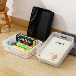 JUNJUN-Paniers De Rangement En Plastique/panier D'organisation, 34 X 25 X 9,2 Cm, Lot De 8 (blanc, Noir, Gris) Gris -Petit rangement Soldes Magasin 63800651 4