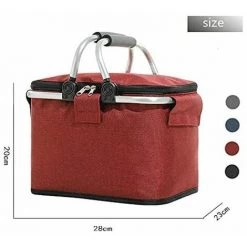 SINCèREETALI Panier Pique Niques,Panier D'isolation,Panier Pique-Nique Pliable,Panier Pique-Nique Portable Avec Boîte De Glace,Adapté Pour Les Voyages,Pique-Nique, Randonnée,Barbecue (Petit, Rouge)