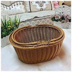 SINCèREETALI Panier Pique-Nique En Osier Rotin,Panier à Provision En Osier,Panier De Rangement En Osier Avec Poignée Vannerie Panier Pour Pique-Nique Fruits Fleurs Et Legumes -Petit rangement Soldes Magasin 63820284 3