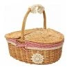 SINCèREETALI Panier De Pique-nique En Osier Tressé Avec Couvercle - Style Campagnard Avec Doublure En Coton Rouge Et Blanc à Carreaux - Panier De Présentation Pour Pique-niques Et Fêtes -Petit rangement Soldes Magasin 63821474 1