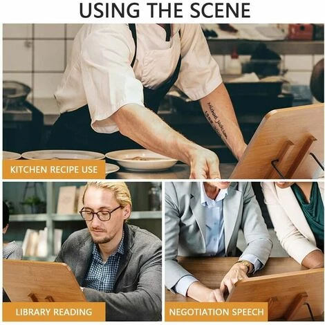 FOZIY Support De Livre Cuisine Tablette Ordinateur 28 Cm En Bois , Porte-Livre Pliable Et Réglable En Bois,Fonepro 7 FOZIY Support De Livre Cuisine Tablette Ordinateur 28 Cm En Bois , Porte-Livre Pliable Et Réglable En Bois,Fonepro – Image 5