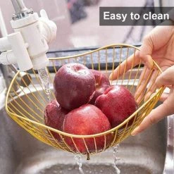 FOZIY Bols De Corbeille De Fruits En Métal, 2 Pièces Bols à Fruits En Fil Métallique, Corbeille à Fruits En Métal, Pour La Décoration Salle à Manger Table Panier De Fruits à La Maison (Noir Et Or)，Fonepro -Petit rangement Soldes Magasin 63839171 5