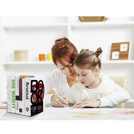 Serre-livres En Métal"BOOK" Alphabet En Forme Antidérapante Presse-livres Organisateur De Livres Pour Bureau,2 Pcs FUIENKO 4 Serre-livres En Métal"BOOK" Alphabet En Forme Antidérapante Presse-livres Organisateur De Livres Pour Bureau,2 Pcs FUIENKO – Image 2