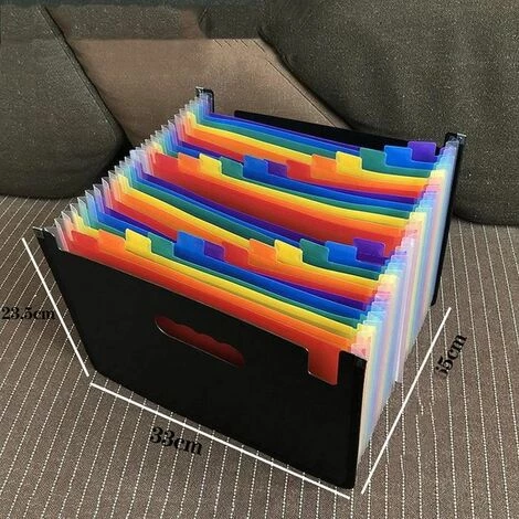 Porte Revue Document,Peut être étiré à Environ 65 Cm,13 étages,Arc-en-Ciel Noir,23 5 * 33 Cm FUIENKO 4 Porte Revue Document,Peut être étiré à Environ 65 Cm,13 étages,Arc-en-Ciel Noir,23 5 * 33 Cm FUIENKO – Image 2