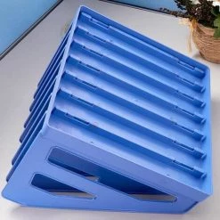 Porte-revues Support De Magazine 4 Compartiments,diviseurs De Fichiers Robustes Réglables,Blue FUIENKO -Petit rangement Soldes Magasin 63857026 2