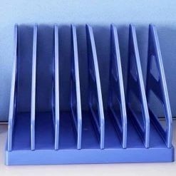 Porte-revues Support De Magazine 4 Compartiments,diviseurs De Fichiers Robustes Réglables,Blue FUIENKO -Petit rangement Soldes Magasin 63857026 4