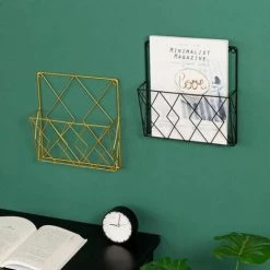 Métallique Mur Monté Porte- Revues Pendaison Fichiers Journaux Magazines Soutien Noir FUIENKO -Petit rangement Soldes Magasin 63857038 4
