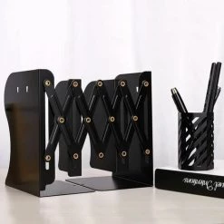 Serre-Livres En Métal Réglable En Fer, Serre-Livres Avec Porte-Stylo Pour La Maison, Le Bureau, L'école,Blanc FUIENKO -Petit rangement Soldes Magasin 63857048 2